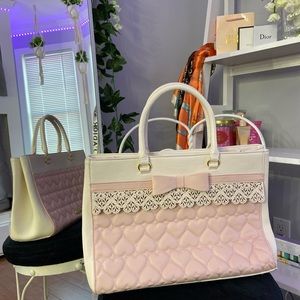 Pink vintage looking Betsy Johnson tote bag